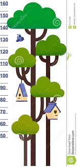 Vector Illustration Of Kids Height Chart With Tree And