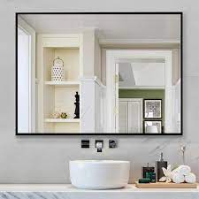 Check out these 12 diy vanity mirrors perfect for your bathroom. Neu Type Medium Rectangle Black Hooks Modern Mirror 31 5 In H X 24 In W Jj00379aafn 1 The Home Depot