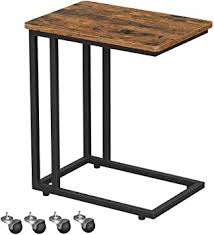 Tv tray to campaign nightstand. Amazon Com Vasagle End Table Side Table Tv Tray C Shaped Snack Table With Metal Frame Rolling Casters Industrial For Living Room Bedroom Rustic Brown And Black Ulnt50x Furniture Decor