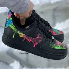 Custom Galaxy Black Air Forces Custom Galaxy Drip Custom Shoes Diy Nike Air Shoes Fresh Shoes