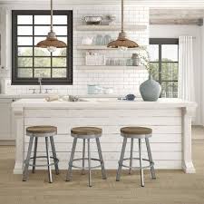 30 Warner Bar Stool With Wood Seat Beige Glossy Gray Metal Amisco Kitchen Style Metal Counter Stools Wood Counter Stools