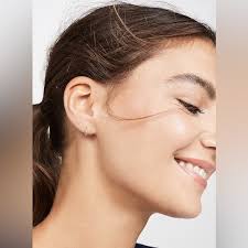 NWOT Zoë Chicco 14k yellow gold long swirl huggie earrings with diamond  studs