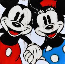 Click the image to enlarge. Mickey And Minnie Holding Hands Painting Kromo