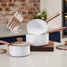 Rose Gold Pan Set In 2021 Rose Gold Kitchen Accessories Rose Gold Kitchen Gold Kitchen Accessories