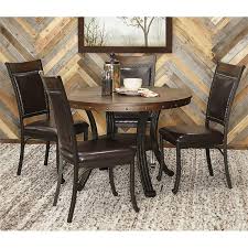 Rustic metal kitchen table set. Powell Franklin Five Piece Wood And Metal Dining Set In Rustic Umber Brown 15d2020