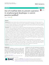 Pdf Use Of Modified Diets To Prevent Aspiration In