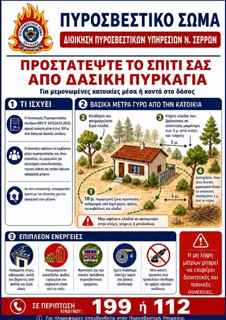 Πυροσβεστική Υπηρεσία Σερρών: Ενημερωτική δράση στην Χρυσοπηγή για την  προστασία των κατοικιών από δασικές πυρκαγιές