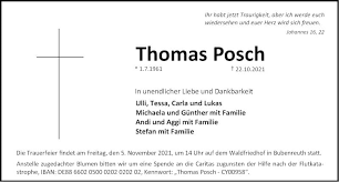 Traueranzeigen von Thomas Posch