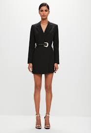 Missguided Peace Love Belted Blazer Dress Black Fashion Blazer Dress Oversized Hoodie Dress