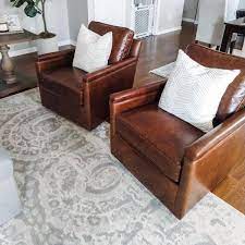 Tyler Square Arm Leather Swivel Armchair Leather Chair Living Room Living Room Leather Pottery Barn Living Room