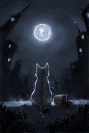 Dolunay Gecesi Yine Yanlizim Moon Art Cat Art Painting