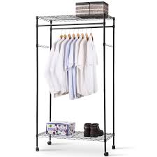Often racks are folded and stored flat in the backroom when not in use and then set up to handle goods on sale. Costway Garment Rack Double Hanging Clothes Rail Rolling Adjustable Rod Portable Shelf Walmart Com Walmart Com