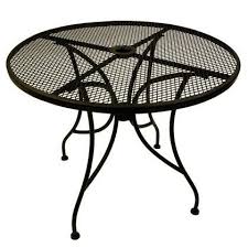 American Tables Seating Alm36 36 Round Top Outdoor Table With Umbrella Hole Patio Table Umbrella Wrought Iron Table Round Outdoor Table