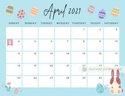 You can delete the background or select any of the 101 free backgrounds. April 2021 Calendar Easter Printable Calendar Cute April Spring Theme Calendar Planner Instant Download In 2021 Easter Printables 2021 Calendar Easter Calendar