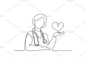 Doctor Treat Patient Woman Doctor Drawing Stethoscope Drawing Line Art Drawings