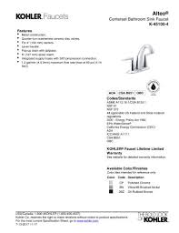 Bodyspray shall be kohler model k K 45100 4 Kohler Pdf Catalogs Documentation Brochures