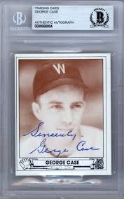 George Case Autographed 1983 1942 Play Ball Reprint Card #20 Washington  Senators Beckett BAS #9888004