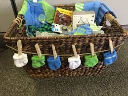 Baby Shower Basket For A Coworker It Was A Hit I Filled The Bottom With Diapers Wipes And Baby Shower Baskets Diy Baby Shower Gifts Baby Shower Gift Basket