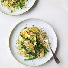 Lemon garlic and courgette couscous. Garlicky Prawns Courgette With Couscous
