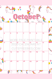 Cute Unicorn 2020 2021 Calendar Free Printable In 2020 Kids Calendar Free Printable Monthly Planner Free Blank Calendar