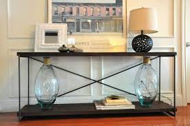 Vintage Look Custom Rustic Diy Console Table With Black Metal Frame And Solid Wood Storage Made From Extra Long Console Table Metal Console Table Wood Console