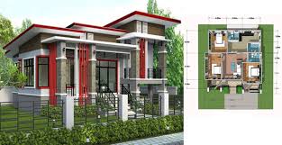 Plan d'une maison moderne de 3 chambres. Plan Maison Moderne En Duplex Avec 3 Chambres