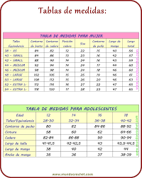 Tabla De Medidas Tejidos Tabla De Medidas Tabla De Tallas Mujer Como Tomar Medidas