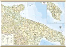Mappa per arrivare italia, carta stradale italia italia, coordinate geografiche italia. Puglia Carta Regionale Murale 97x70 Cm Mappa Belletti Ebay