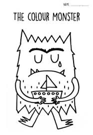 3 emotional monsters (happy, surprised, confused) 1 blank emotional monster base The Colour Monster Worksheets Teaching Resources Tpt