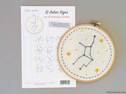 Free worldwide shipping with every 2 products purchased! Stitcharama 12 Zodiac Signs Iron On Embroidery Transfers