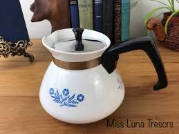 Vtg Corningware Cornflower Coffee Pot 6 Cup Size Corning Ware Stove Top Tea Kettle Coffee Pot Corningware Tea Kettle