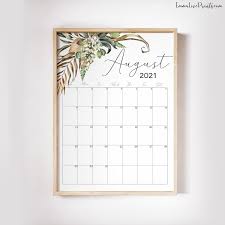 Printable Wall Calendar 2021 Watercolor Calendar 2021 Botanical Wall Calendar African Art En 2020