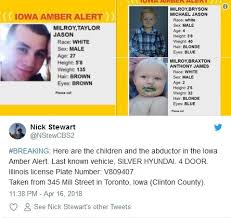 Story about amber hagerman who was 9 years old when she was abducted while riding her bicycle, prompting her mother to seek out a system that alerts the nation of abducted children, we know that to be called an amber alert today. Iowa Amber Alert 2 Children Abducted From Toronto Suspect Armed And Dangerous