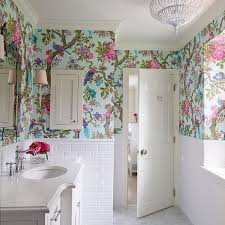 This is a wallpaper idea for a bathroom when you want a bright and cheerful look. 19 Beautiful Wallpapered Bathrooms