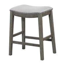 Shop The Gray Barn Arbakka Grey 24 Inch Saddle Bar Stools Set Of 2 As Is Item Overstock 21370311