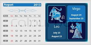 Check spelling or type a new query. August 2013 Calendar And Zodiac Stock Vector Colourbox