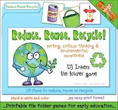 A Printable File Folder Game To Teach The 3 R S By Dj Inkers File Folder Games Folder Games Recycling