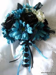 Black And Silver Wedding Bouquet Black Teal Silver Wedding Decor Wedding Bouquet Great For A Goth Theme Wedding Bouquets White Bridal Bouquet Biker Wedding