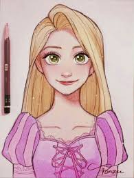Rapunzel With Her Blond Hair Disney Art Drawings Disney Drawings Cute Disney Drawings