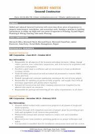 general contractor resume samples