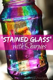 How To Create A Stained Glass Effect With Sharpie Markers Diy Sharpie Crafts Diy Jar Crafts Mason Jar Crafts Diy