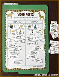 Teaching The Soft And Hard Sounds Of C And G Make Take Teach Soft G Words Word Sorts G Words