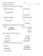A trapezoid has one pair of parallel sides. Properties Of Trapezoids Pdf Kuta Software Infinite Geometry Name Properties Of Trapezoids Date Period Find The Length Of The Angle Indicated For Each Course Hero