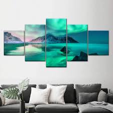 Norway Teal Sky Multi Panel Canvas Wall Art Canvas Wall Art Teal Wall Art Multi Panel Canvas