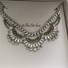 Stella & Dot Collier Belle 18 Inch Silver Tone Rhinestone Statement  Necklace NIB