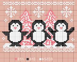Les Pingouins De Noel Un Point C Est Tout Animaux De Point De Croix Modeles De Point De Croix Point De Croix Libre