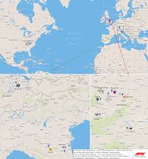 Share any place in map center, ruler for distance measurements, address search, find your location, weather forecast, regions and cities lists with capital and administrative centers are marked; A Map With Locations Where The Formula 1 Teams Are Based Formula1