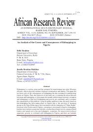 Pdf An Analysis Of The Causes And Consequences Of Kidnapping In Nigeria
