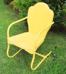 Original Yellow Metal Vintage Motel Style Retro Lawn Yard Patio Chair Metal Outdoor Chairs Vintage Metal Chairs Patio Chairs