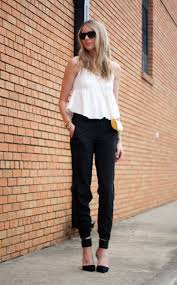 Black And White Pants Outfit Fashion Jackson Page 6 Of 54 Smart Fun Fashion Black Joggers Outfit Spring Outfits Casual Black Jogger Pants